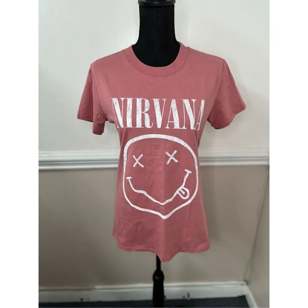 Nirvana Pink Short Sleeve Band Tee Size Small